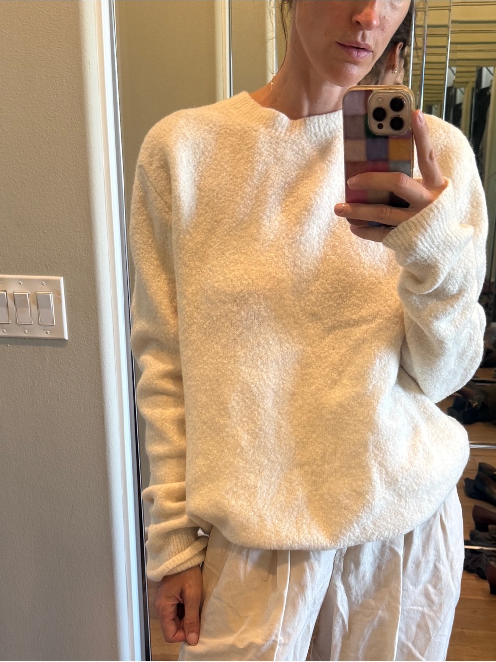 Cozy Cream nanushka Crewneck 77 % wool Sweater
